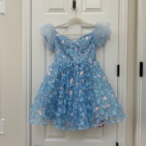 NWT Shein sequin floral blue puff dress size Small 4